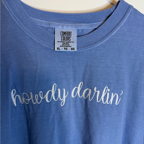 Comfort Colors Light Blue Tee with Script - Picture 2 of 2